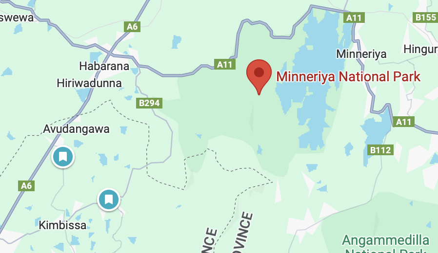 ミンネリア国立公園の周辺地図。